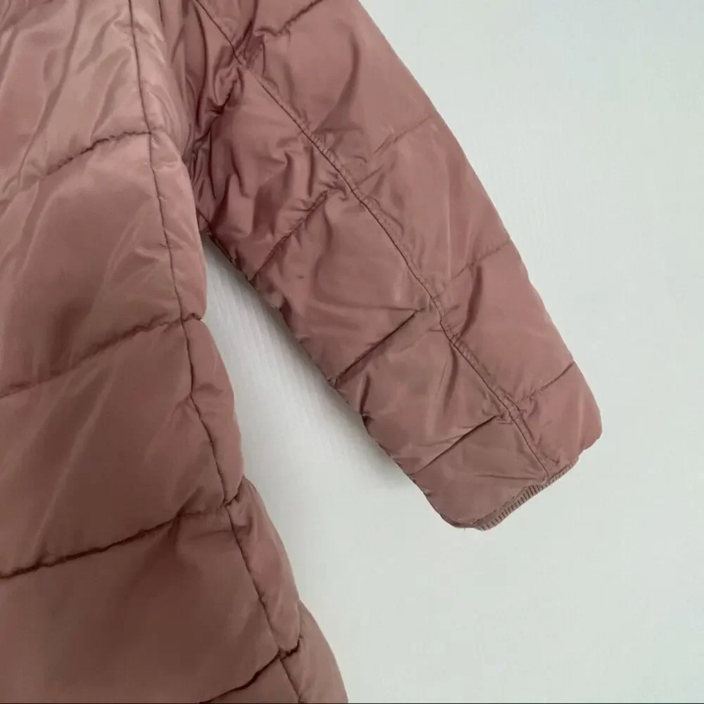 Gap Kids girls blush pink asymmetrical zip quilted puffer jacket